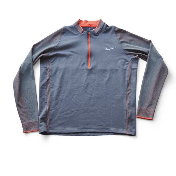 Nike Golf Tour Performance Dri-Fit 1/4 Pullover Grey / Orange 687006-021 Men's L - Picture 1 of 10